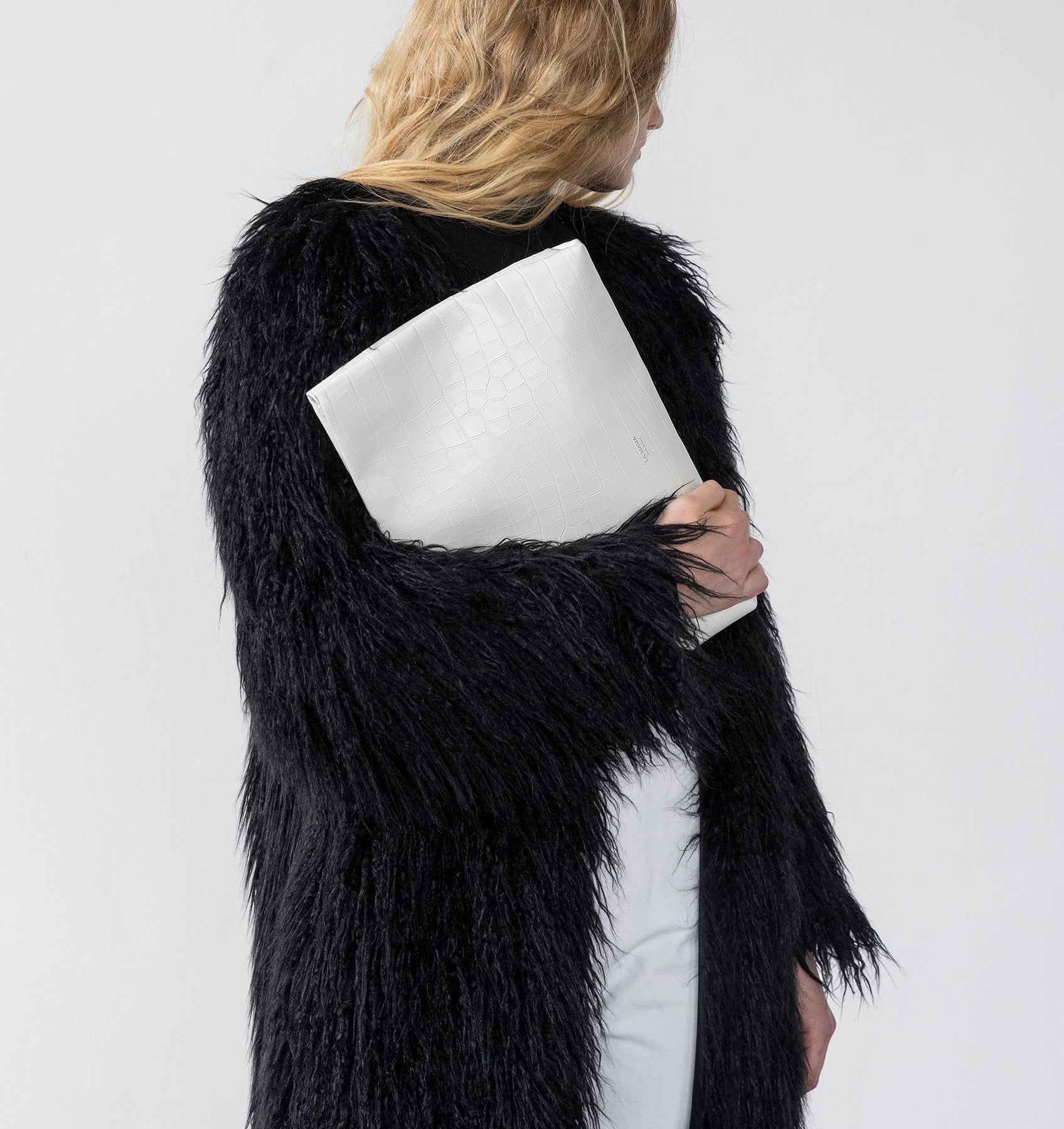 White Matte Croco Pouch