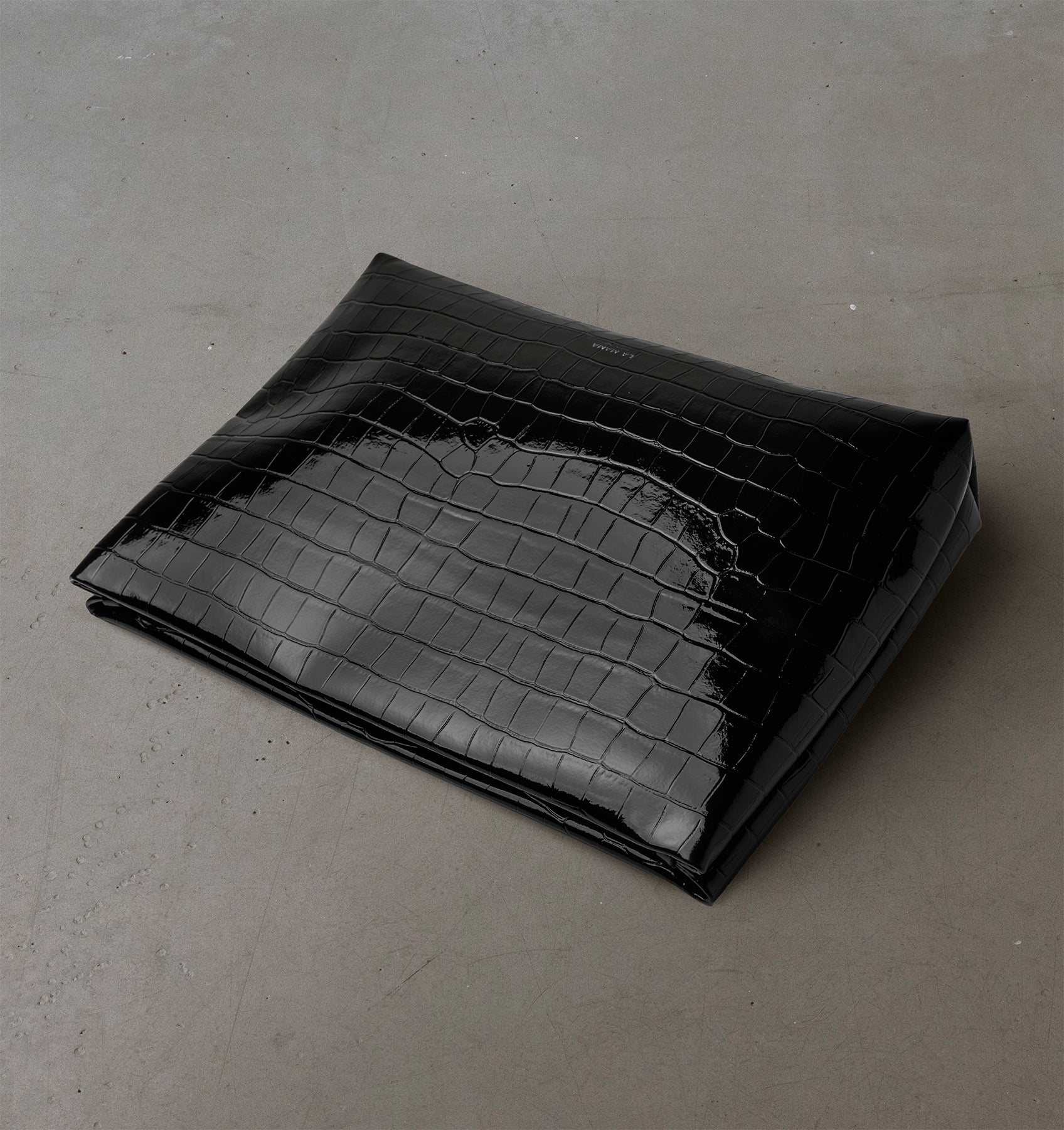 Black Lacquer Croco Pouch