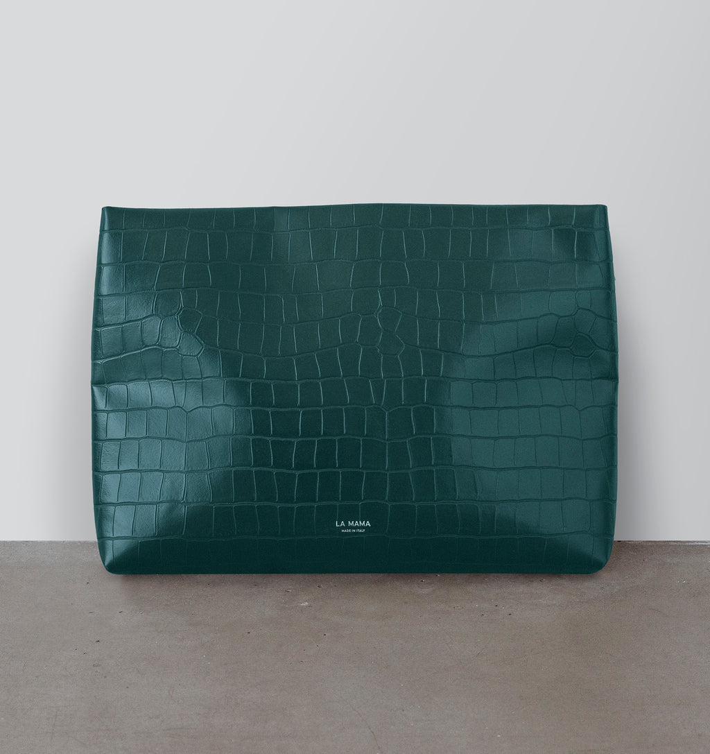 Green Matte Croco Pouch