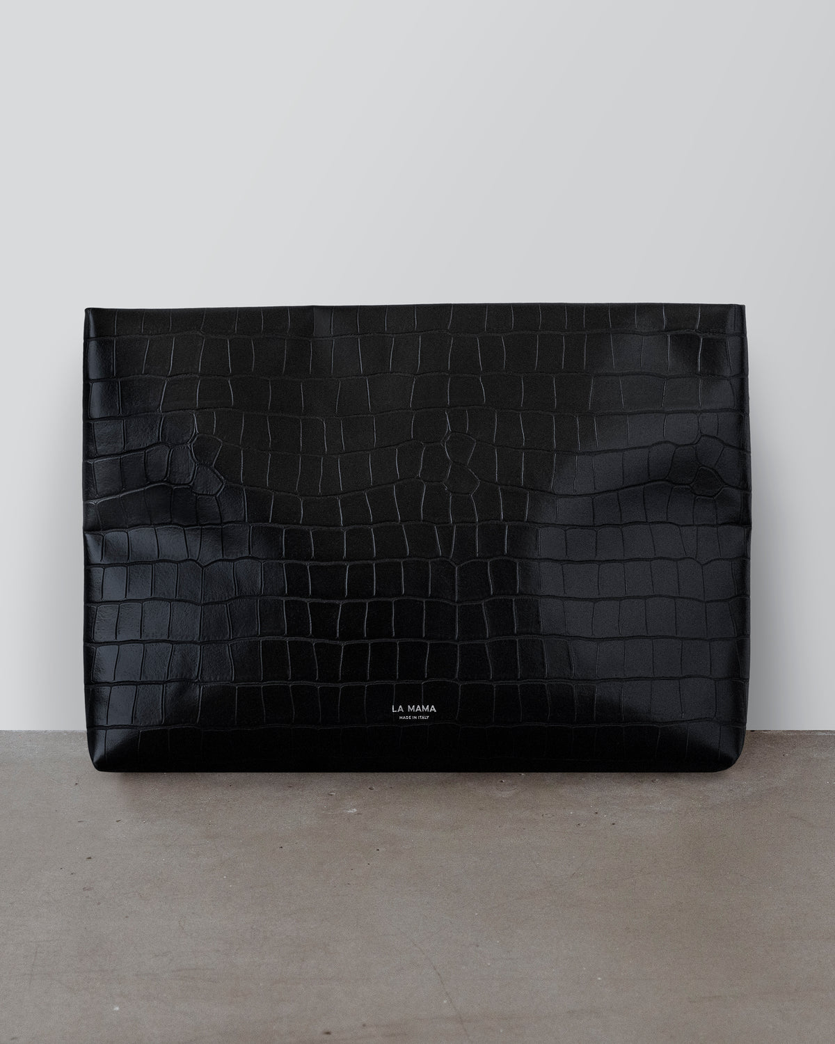 Black Matte Croc-Embossed Pouch