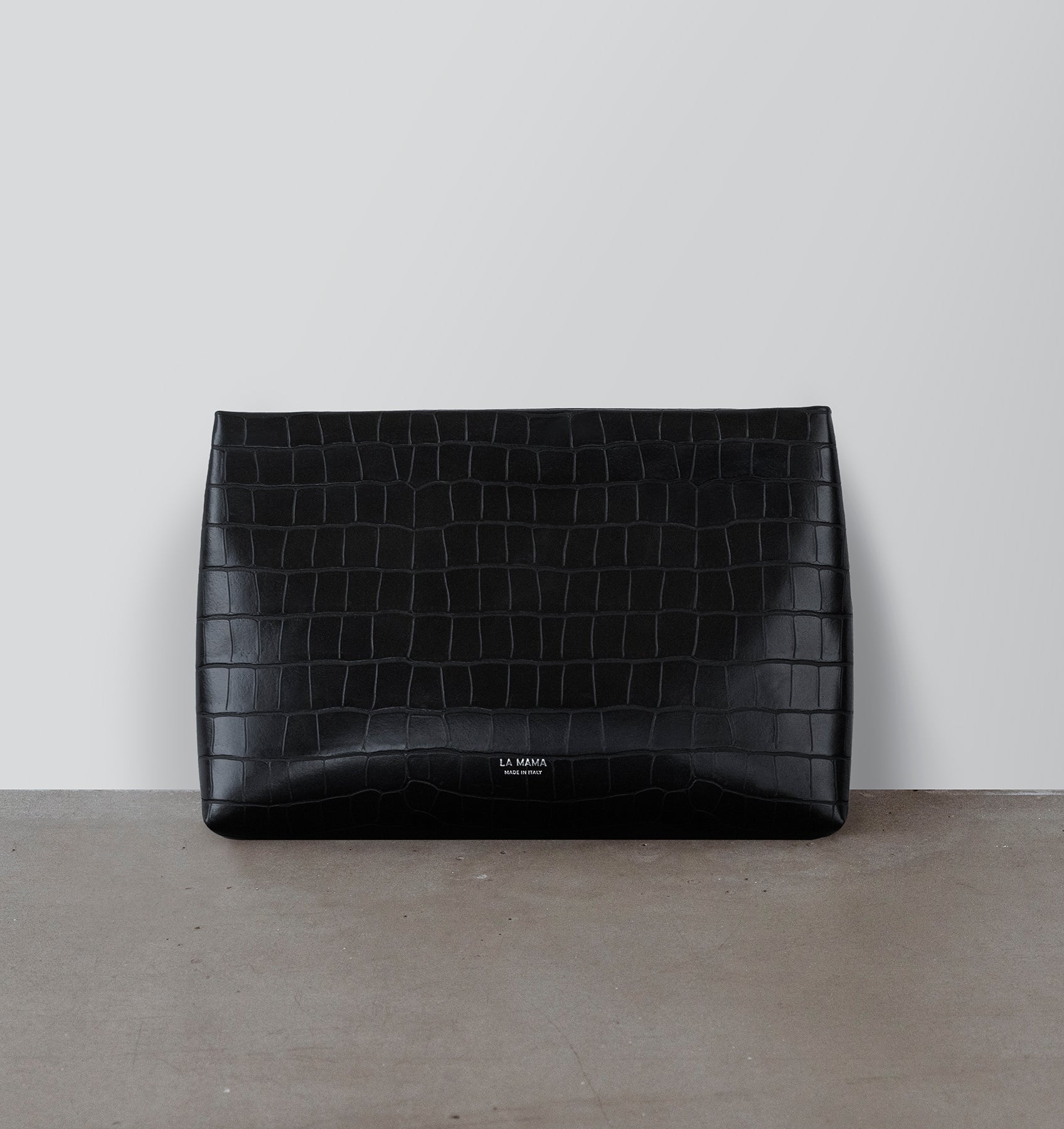 Black Matte Croco Pouch
