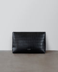Black Matte Croc-Embossed Pouch