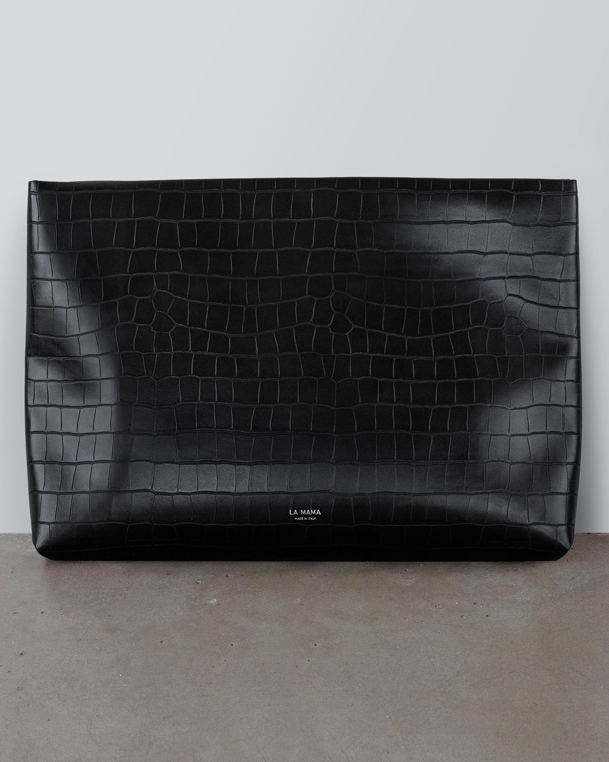 Black Matte Croc-Embossed Pouch