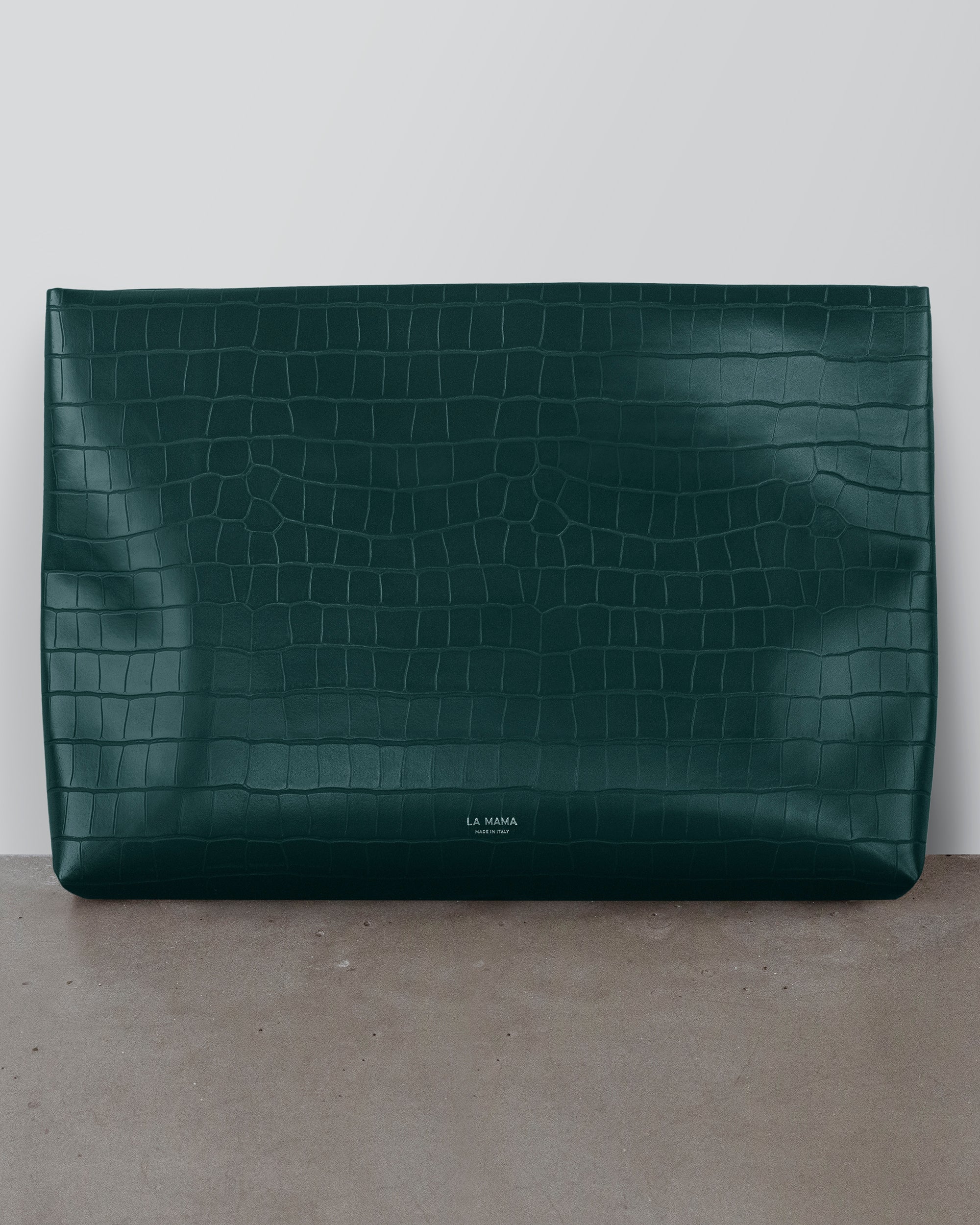 LA MAMA Green Matte Croc-Embossed Pouch | Luxury Pouch