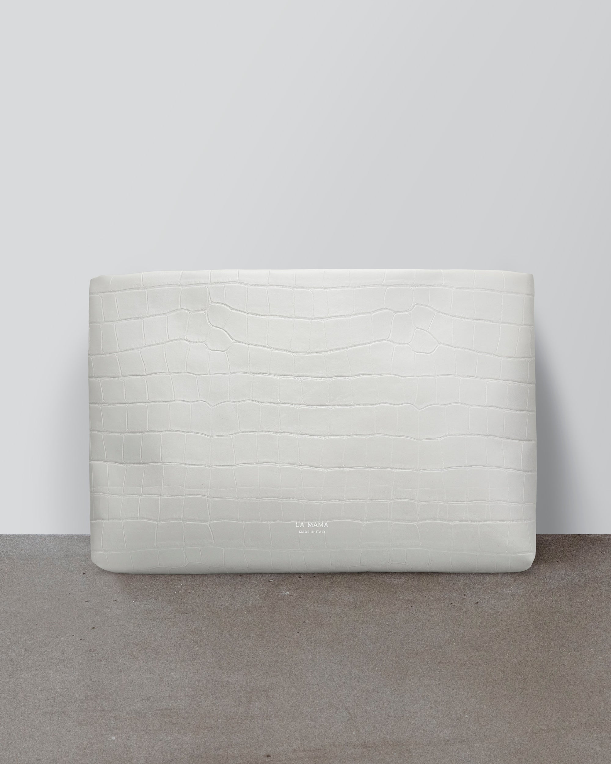 White Chalk Croc-Embossed Pouch