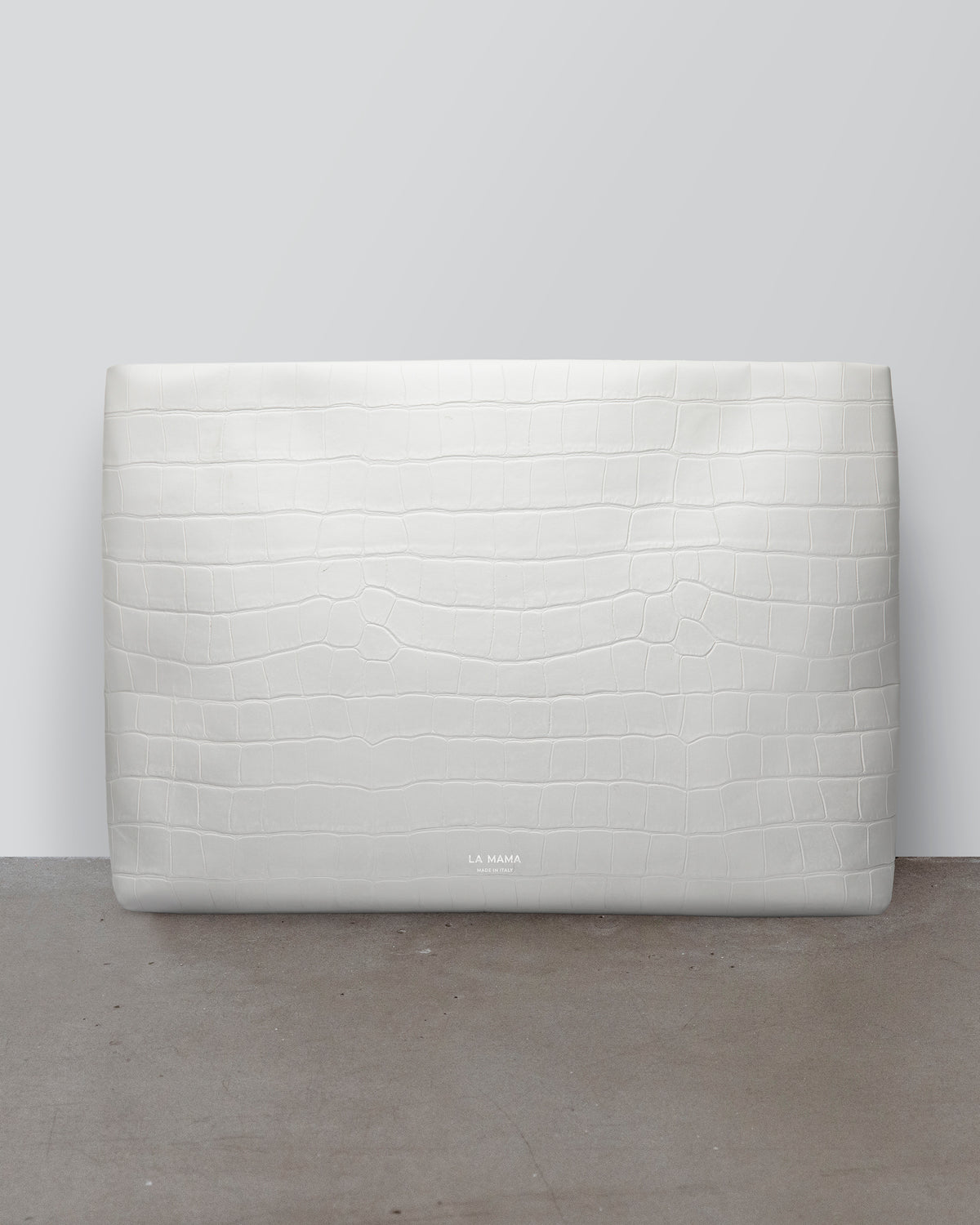 White Chalk Croc-Embossed Pouch