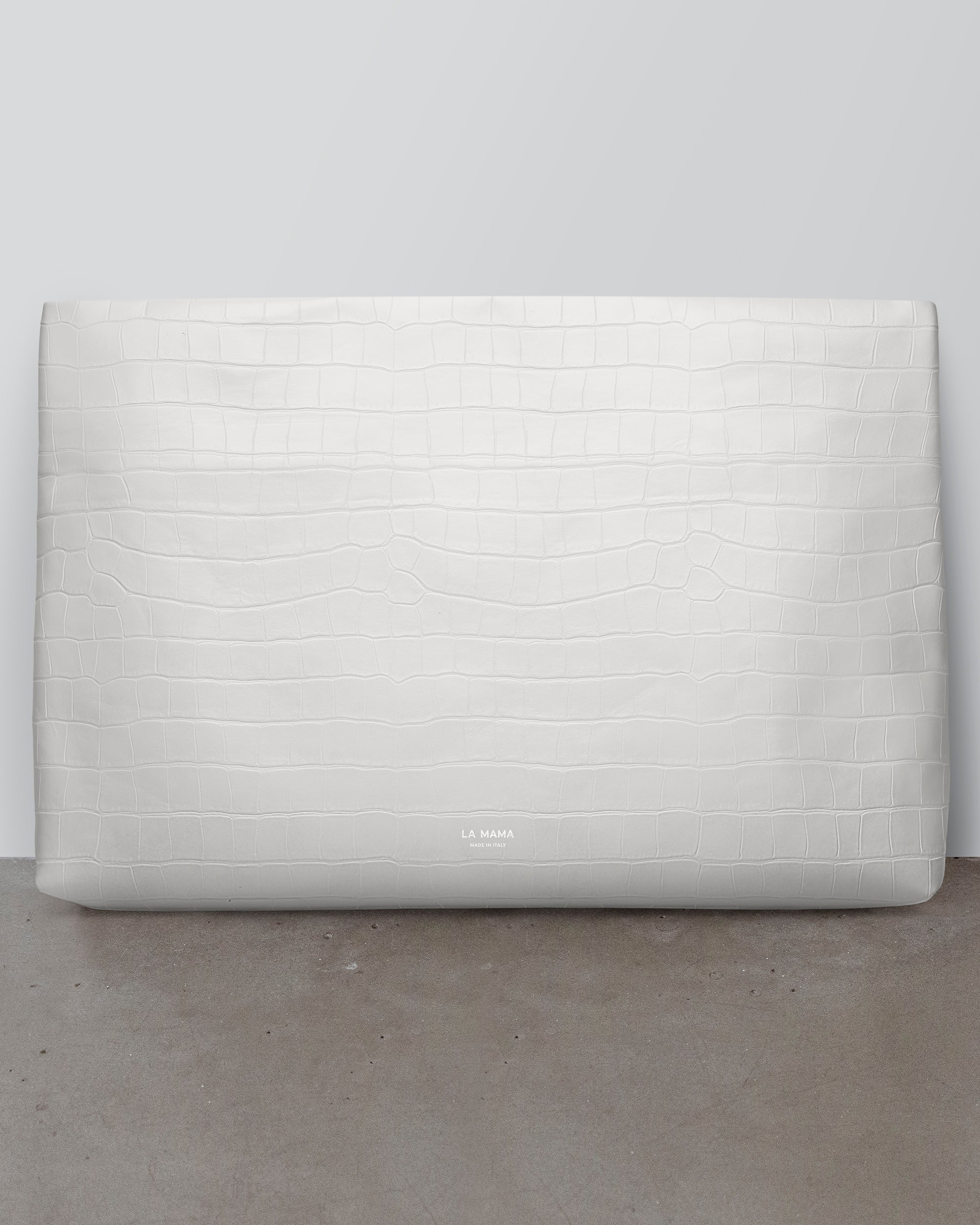 White Chalk Croc-Embossed Pouch