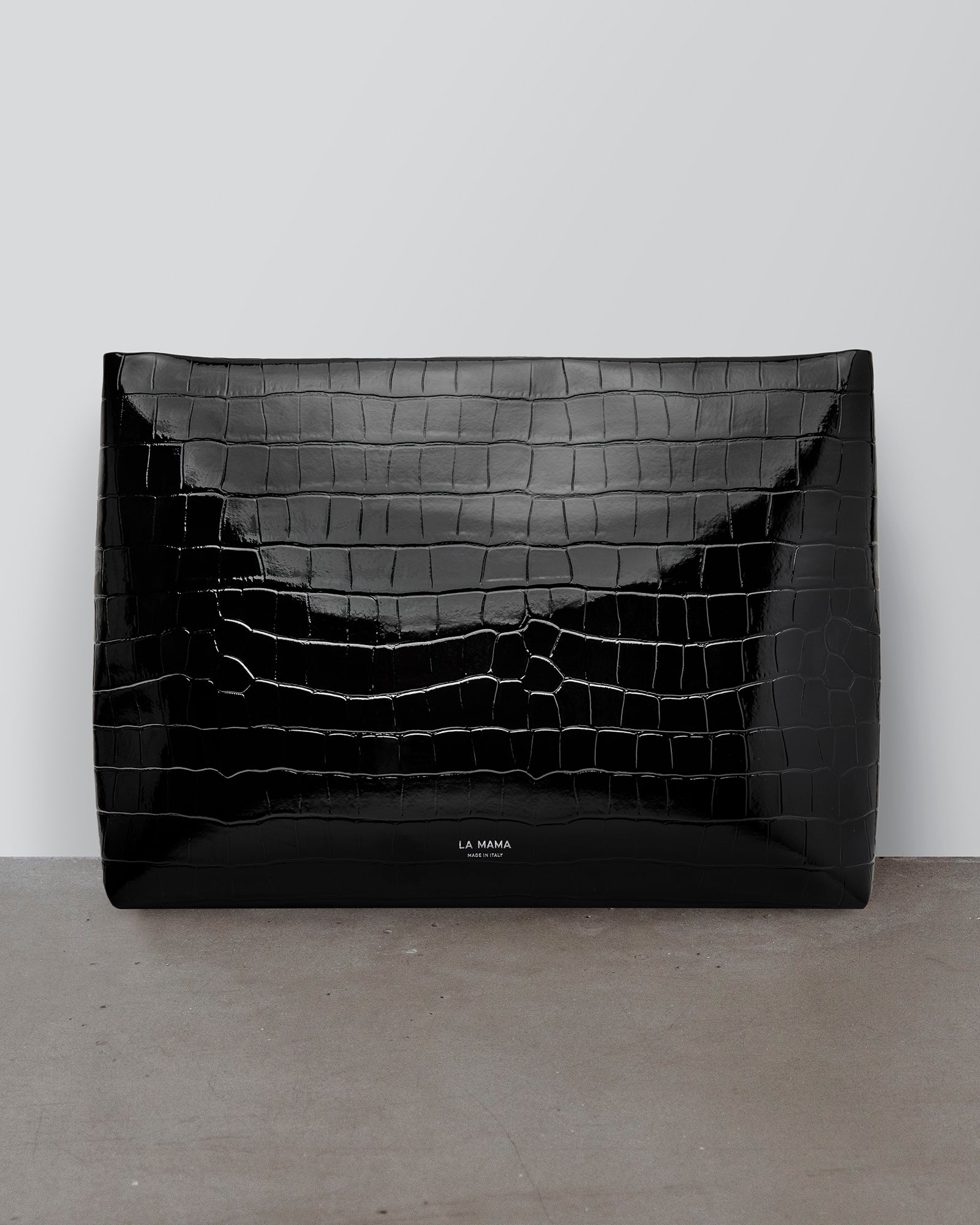 Black Lacquer Croco Pouch