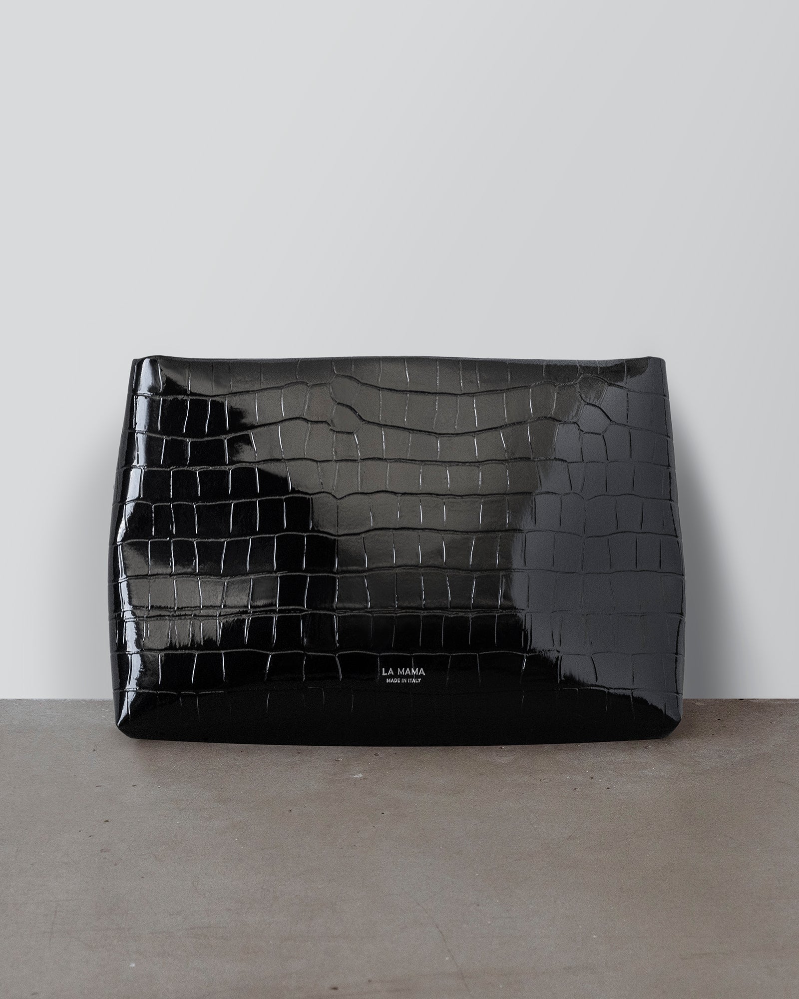 Black Lacquer Croco Pouch