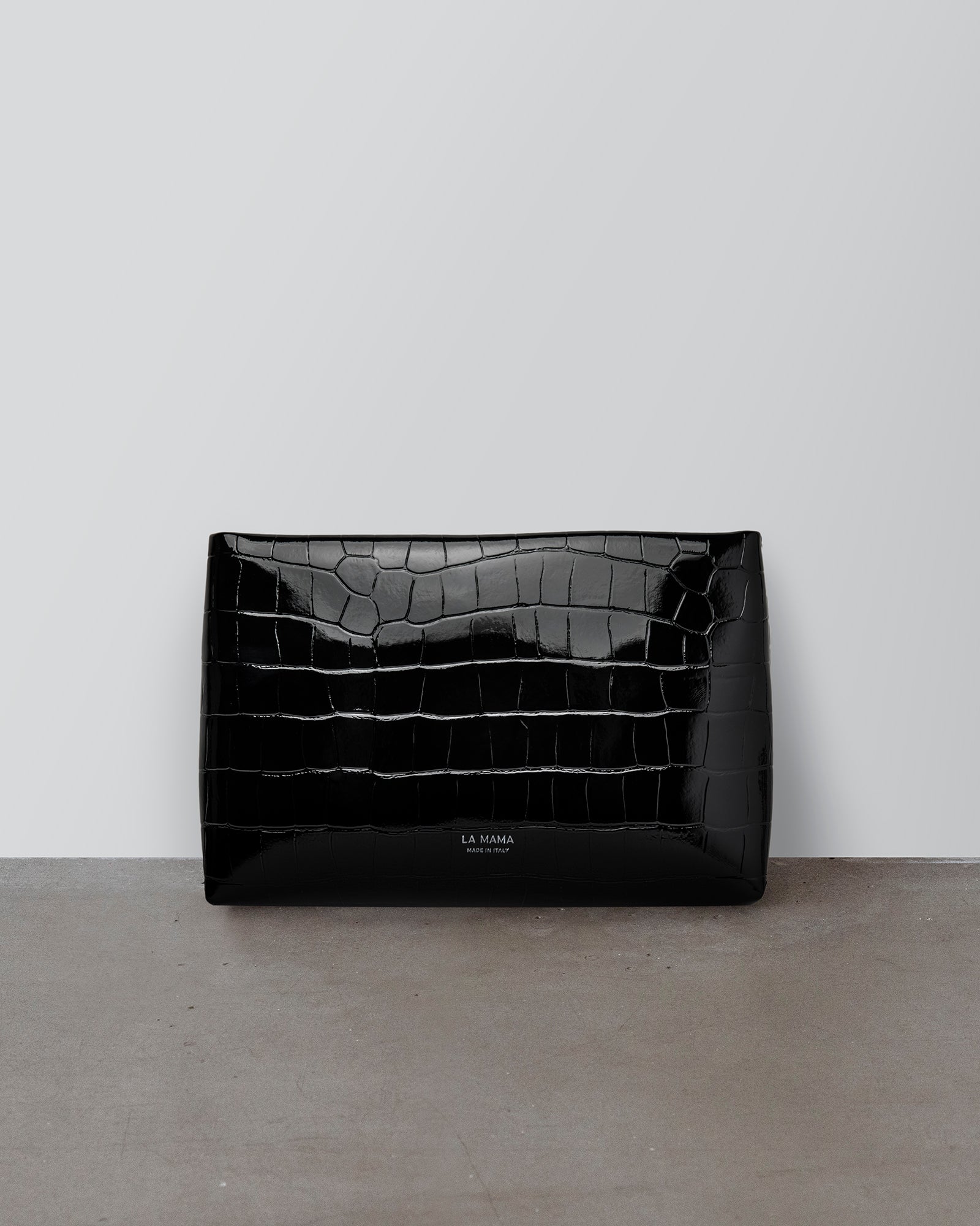 Black Lacquer Croco Pouch