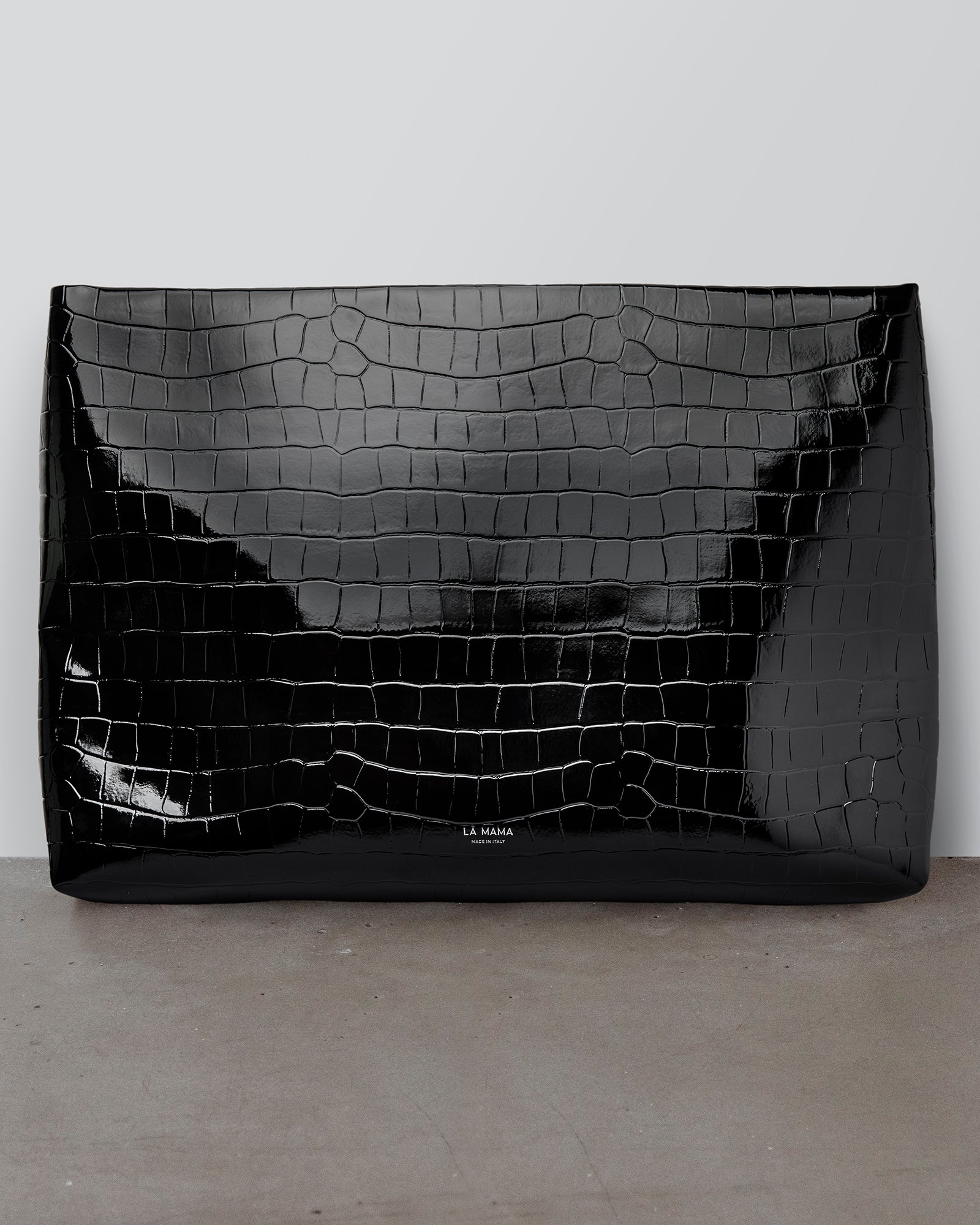 Black Lacquer Croco Pouch