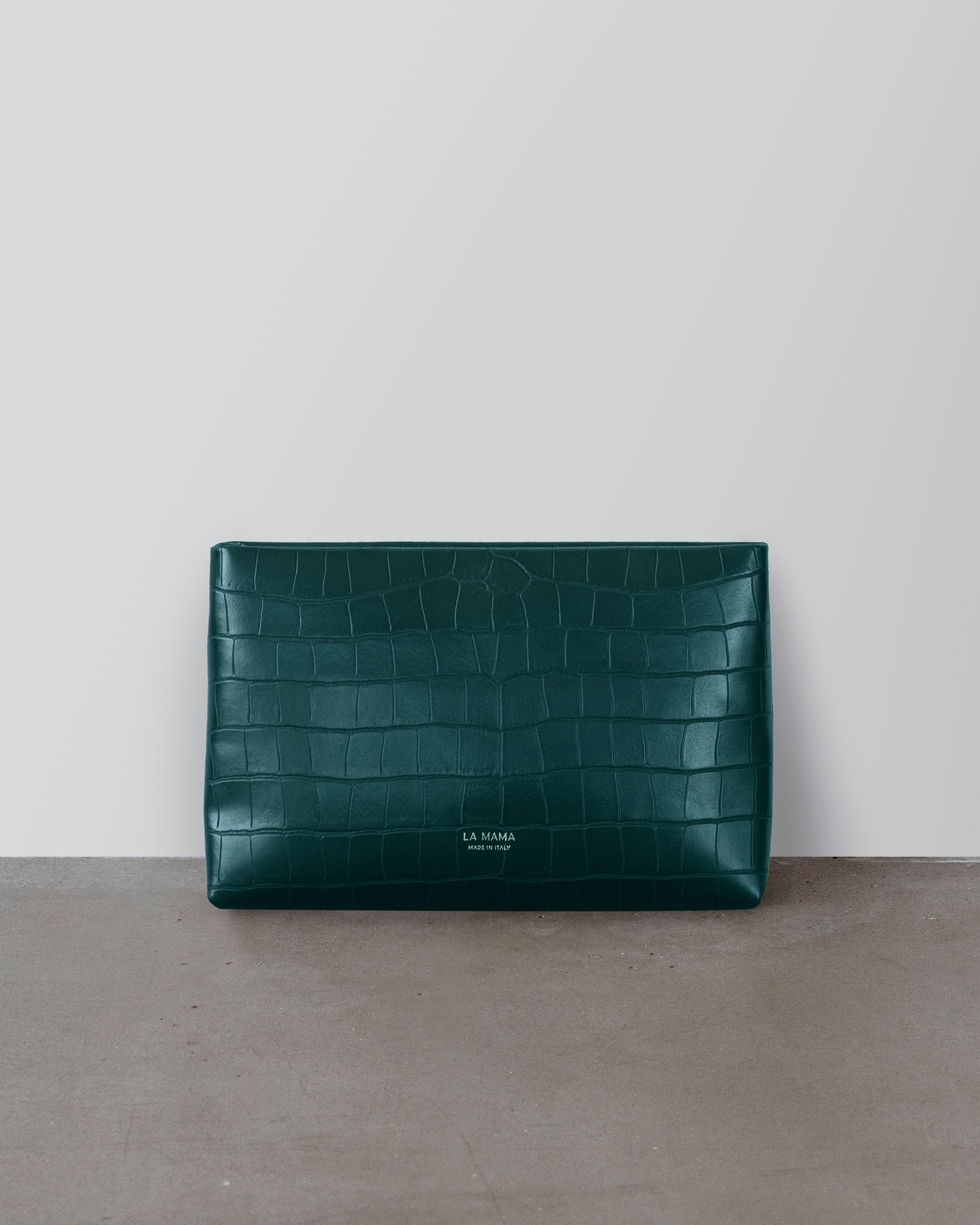 Green Matte Croco Pouch