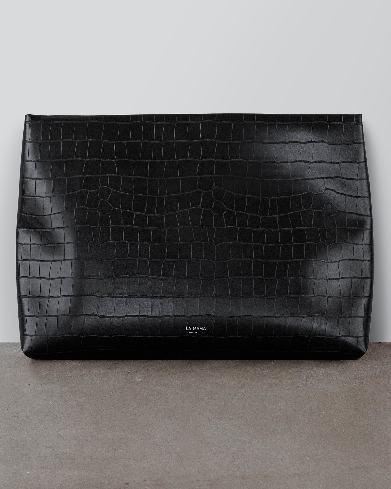 Black Matte Croco Pouch