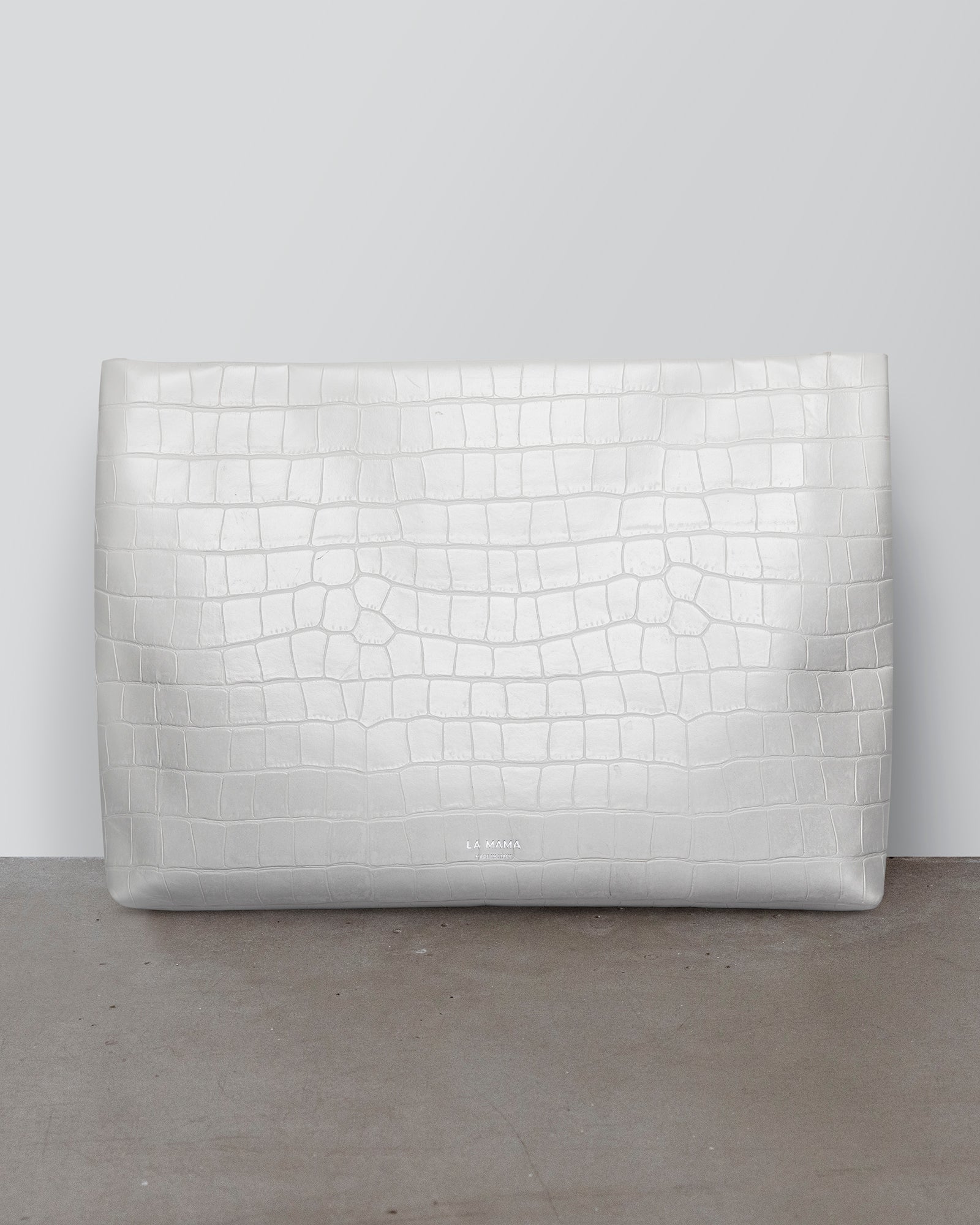White Matte Croco Pouch