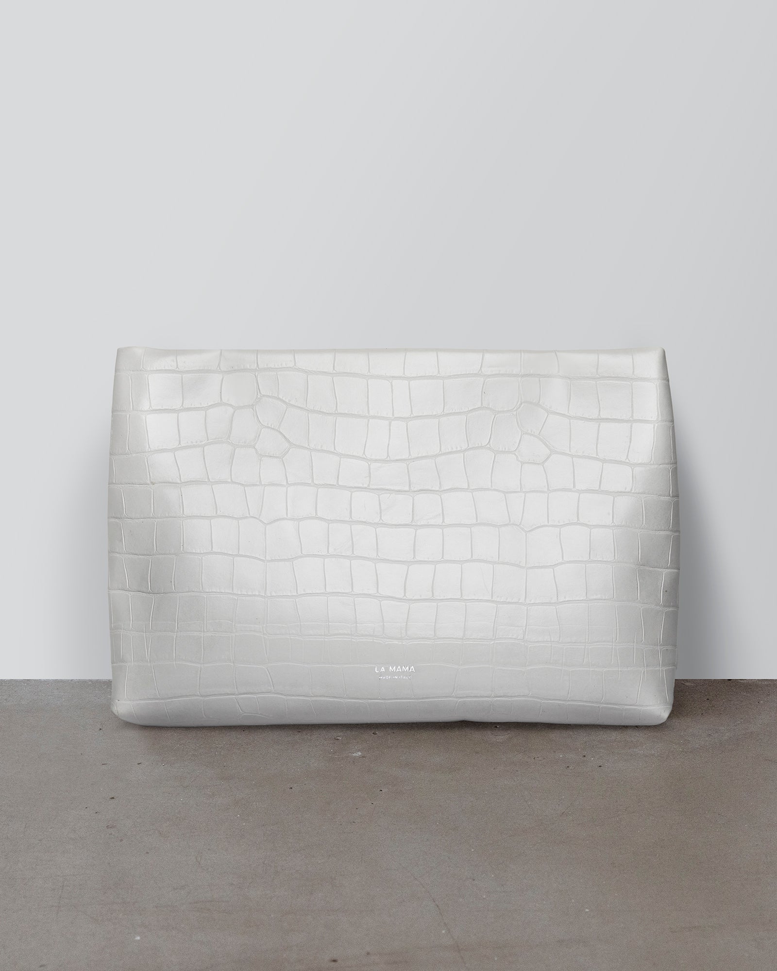 White Matte Croco Pouch