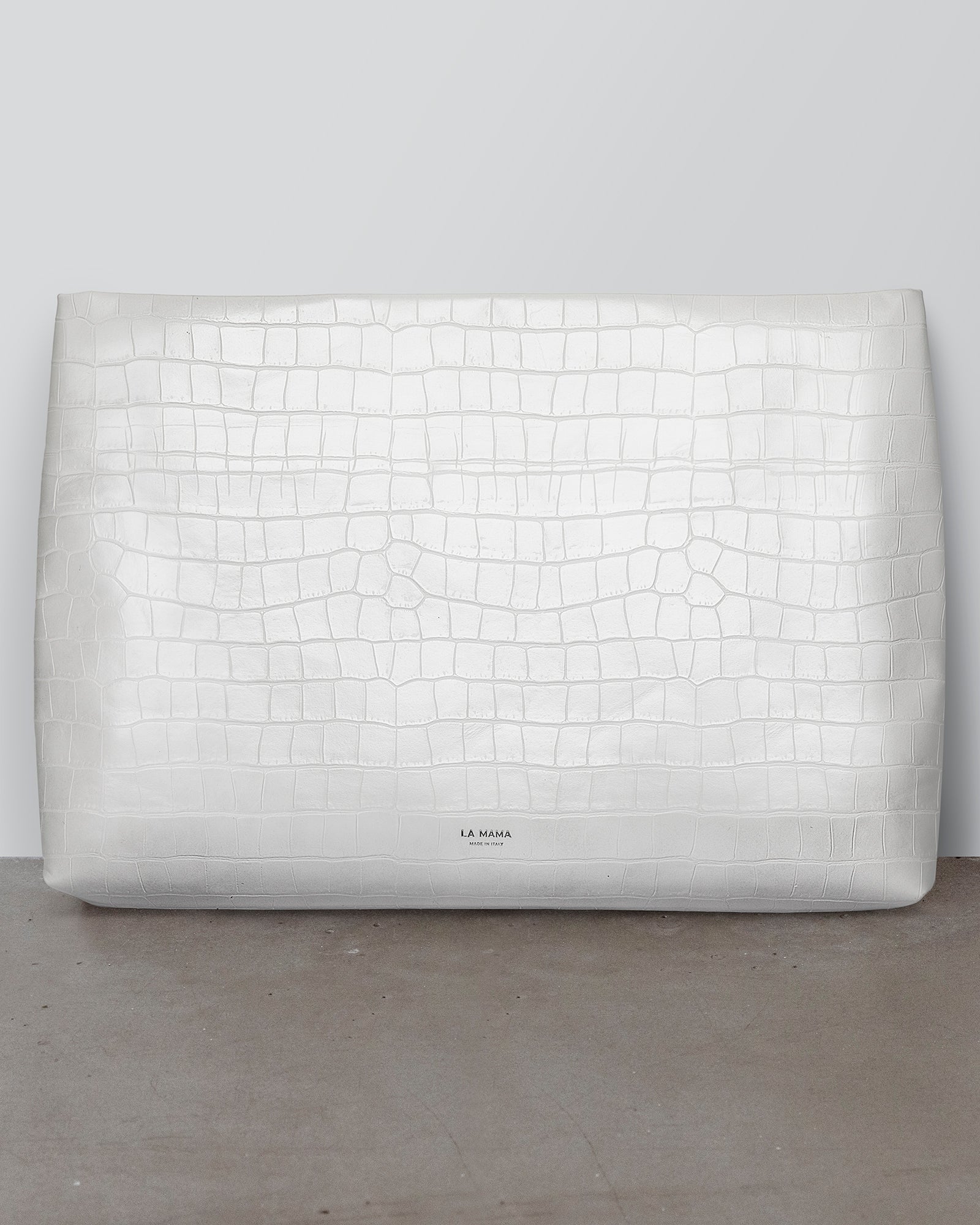 White Matte Croco Pouch