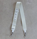 Top view of the LA MAMA Tracolla in canvas with White Matte Croco details.